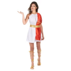 Robe De Romaine Blanche étole Rouge -Boutique De Carnaval D'Halloween Robe de romaine blanche etole rouge 36215