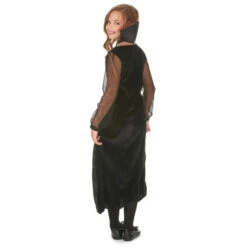 Robe De Vampire Noire Avec Arabesques Pour Enfant -Boutique De Carnaval D'Halloween Robe de vampire noire avec arabesques pour enfant 23631