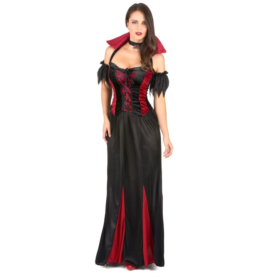 Robe De Vampiresse à Grand Col Rouge Pour Femme 4 Robe De Vampiresse à Grand Col Rouge Pour Femme – Image 2