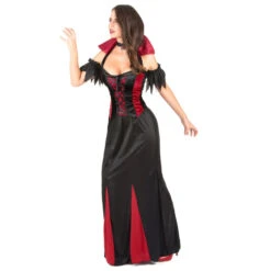 Robe De Vampiresse à Grand Col Rouge Pour Femme 8 Robe De Vampiresse à Grand Col Rouge Pour Femme -Boutique De Carnaval D'Halloween Robe de vampiresse a grand col rouge pour femme 14446