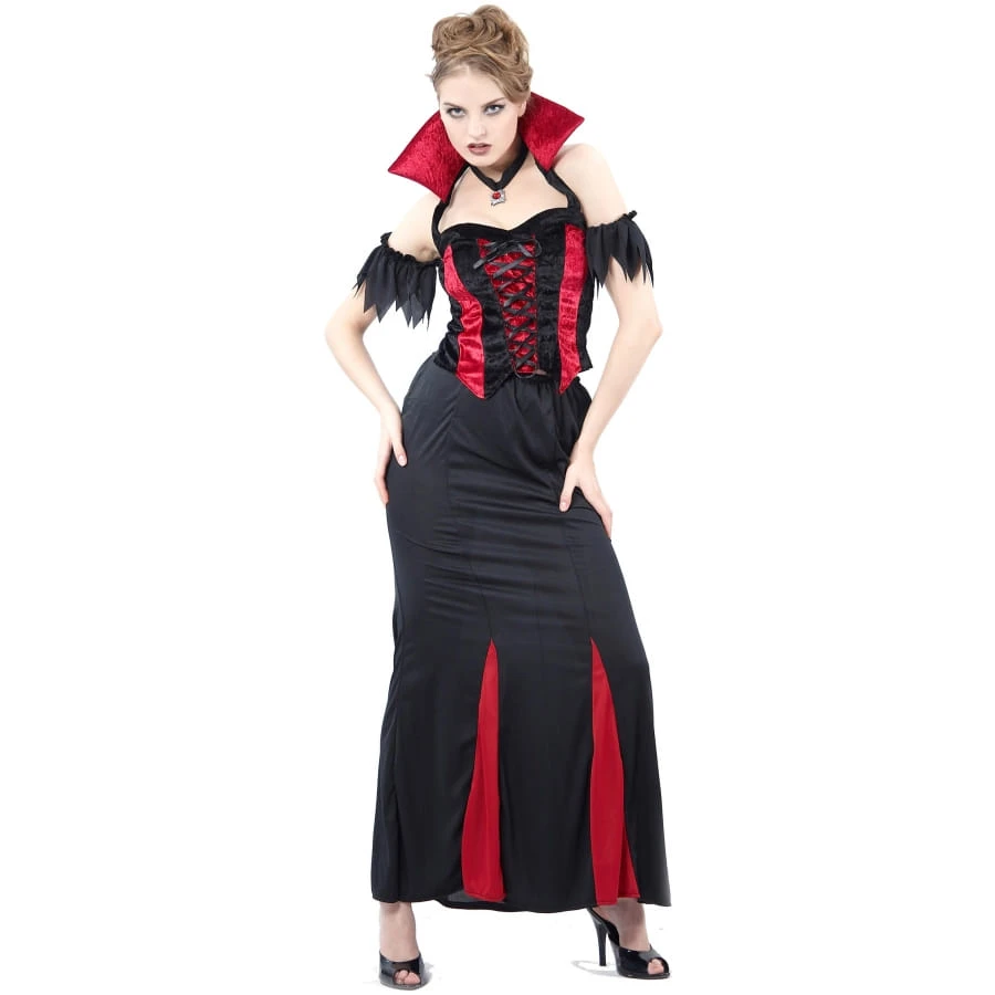 Robe De Vampiresse à Grand Col Rouge Pour Femme 3 Robe De Vampiresse à Grand Col Rouge Pour Femme
