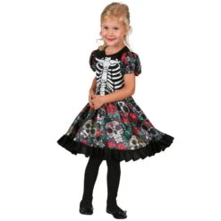 Robe Dia De Los Muertos Colorée Pour Petite Fille