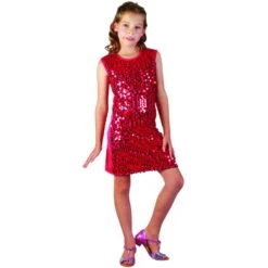 Robe Disco Rouge à Paillettes Pour Enfant -Boutique De Carnaval D'Halloween Robe disco rouge a paillettes pour enfant 21416