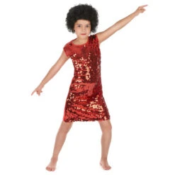 Robe Disco Rouge à Paillettes Pour Enfant
