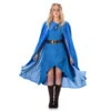Robe Et Cape Médiévale Bleue Unie