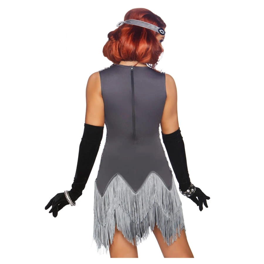 Robe Grise Charleston à Franges Pour Femme, Luxe 4 Robe Grise Charleston à Franges Pour Femme, Luxe – Image 2