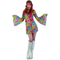 Robe Hippie Courte Imprimé Fleurs Manches évasées 12 Robe Hippie Courte Imprimé Fleurs Manches évasées -Boutique De Carnaval D'Halloween Robe hippie courte imprime fleurs manches evasees 21401