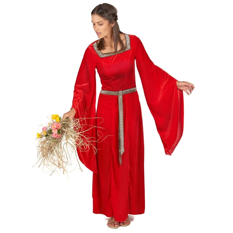 Robe Longue Rouge Style Médiéval Pour Adulte 4 Robe Longue Rouge Style Médiéval Pour Adulte – Image 2