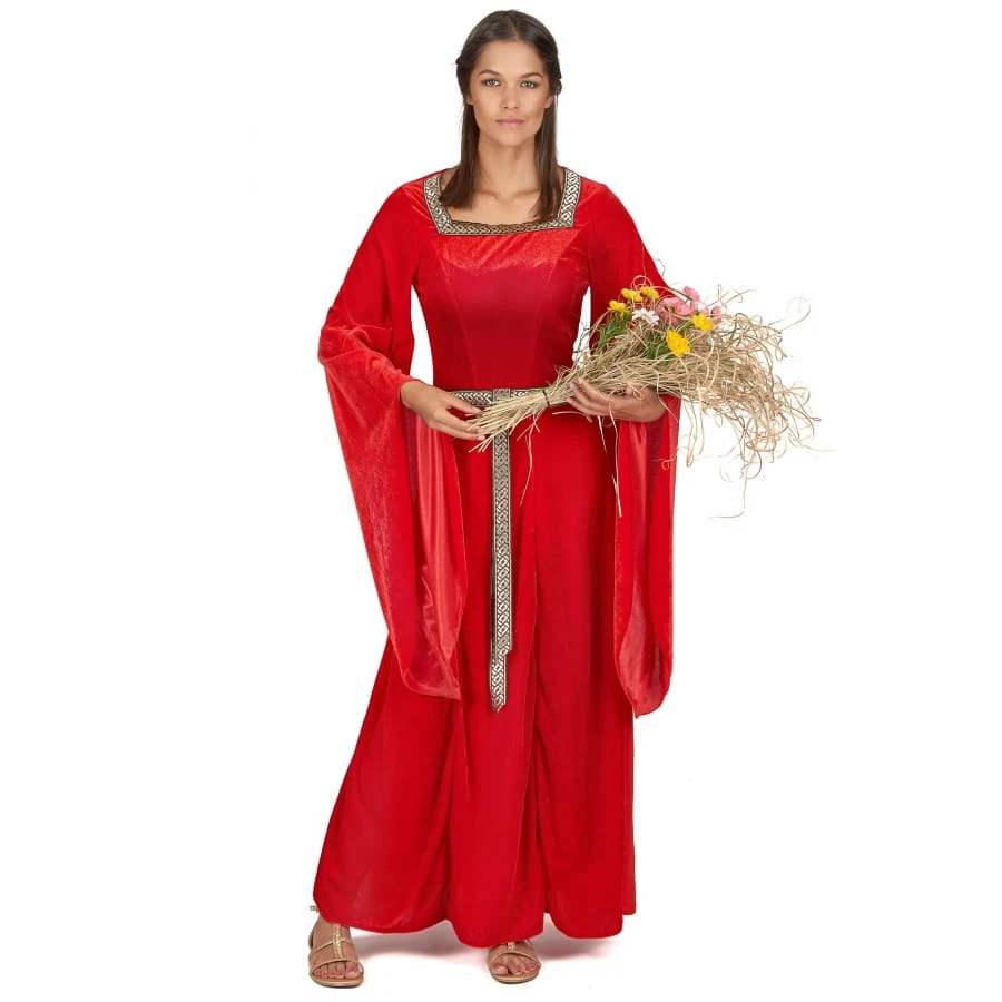 Robe Longue Rouge Style Médiéval Pour Adulte 3 Robe Longue Rouge Style Médiéval Pour Adulte