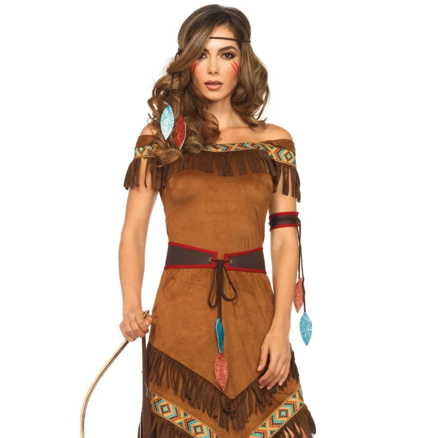 Robe Marron Imitation Daim De Femme Indienne 4 Robe Marron Imitation Daim De Femme Indienne – Image 2