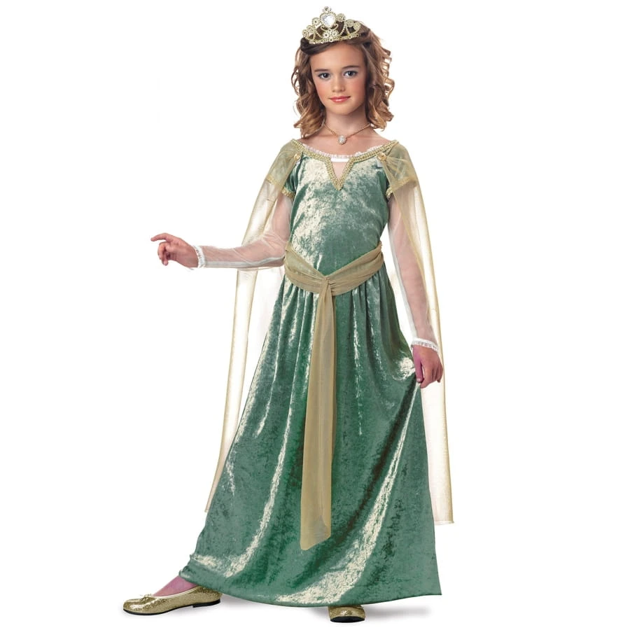 Robe Médiévale Verte Effet Velours Pour Fille 3 Robe Médiévale Verte Effet Velours Pour Fille