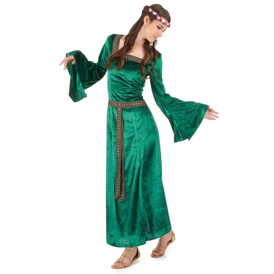 Robe Médiévale Verte Imitation Velours 4 Robe Médiévale Verte Imitation Velours – Image 2