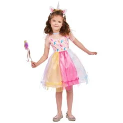 Robe Multicolore De Petite Licorne Avec Serre-tête