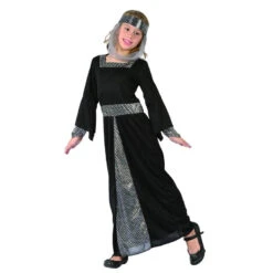 Robe Noire Argent De Princesse Médiévale -Boutique De Carnaval D'Halloween Robe noire argent de princesse medievale 26988