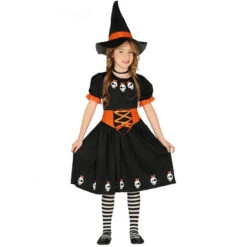 Robe Noire De Petite Sorcière Avec Crânes Rigolos