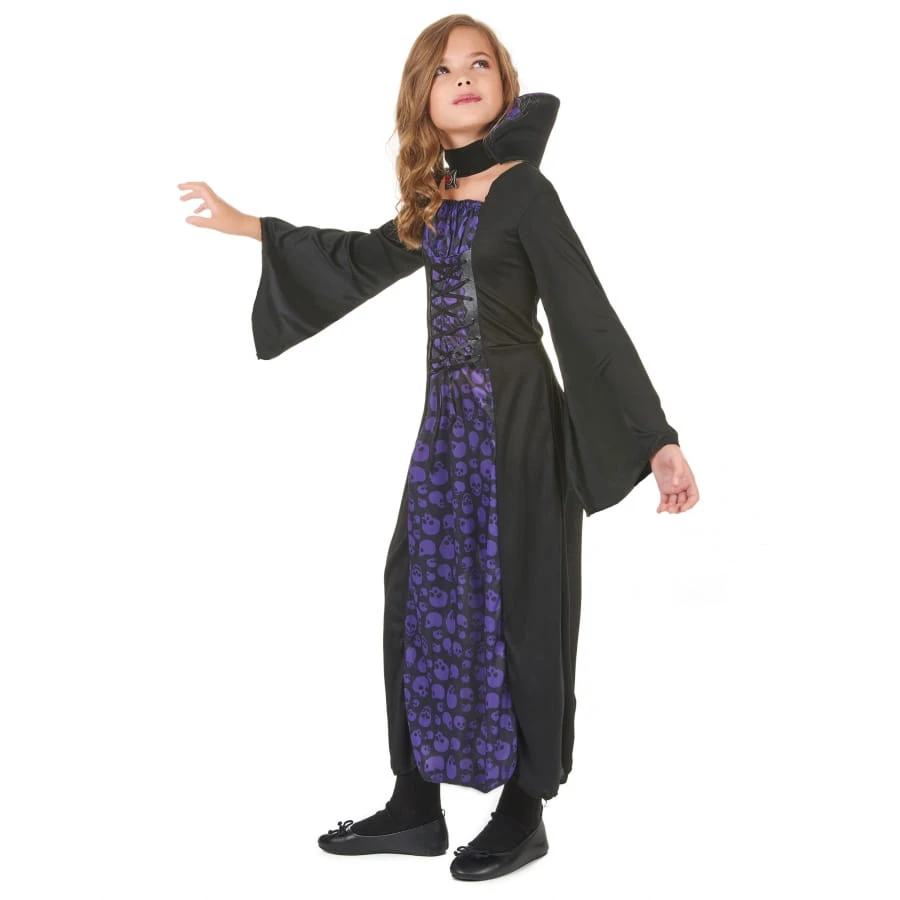 Robe Noire De Petite Vampire Imprimé Têtes De Mort 4 Robe Noire De Petite Vampire Imprimé Têtes De Mort – Image 2