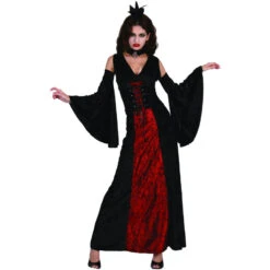 Robe Noire Et Rouge De Vampire Effet Velours 10 Robe Noire Et Rouge De Vampire Effet Velours -Boutique De Carnaval D'Halloween Robe noire et rouge de vampire effet velours 24104