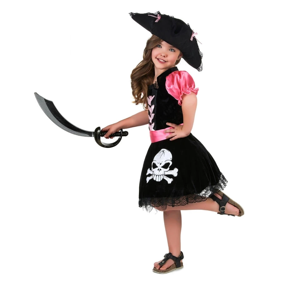 Robe Noire Rose De Petite Piratesse Tête De Mort 4 Robe Noire Rose De Petite Piratesse Tête De Mort – Image 2