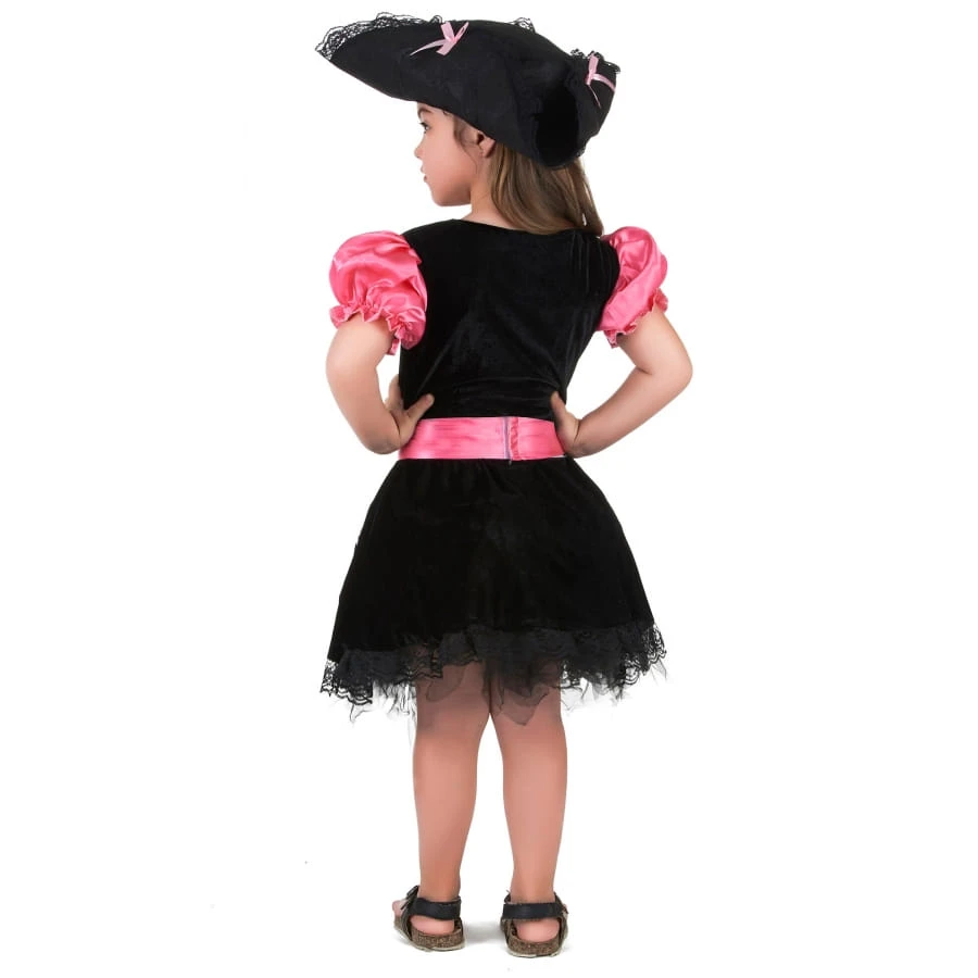 Robe Noire Rose De Petite Piratesse Tête De Mort 5 Robe Noire Rose De Petite Piratesse Tête De Mort – Image 3