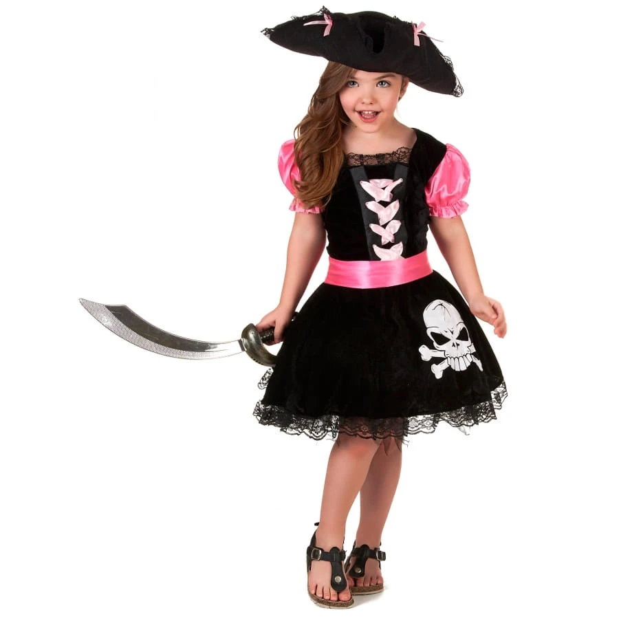 Robe Noire Rose De Petite Piratesse Tête De Mort 3 Robe Noire Rose De Petite Piratesse Tête De Mort