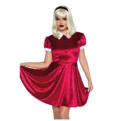 Robe Rouge Col Claudine Blanc Pour Femme