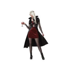 Robe Rouge De Vampire Avec Veste Noire Longue