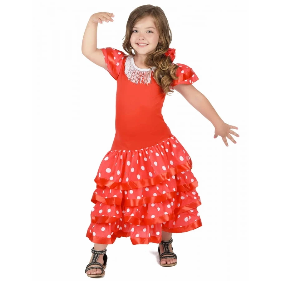 Robe Rouge Pois Blanc De Petite Danseuse Flamenco 4 Robe Rouge Pois Blanc De Petite Danseuse Flamenco – Image 2
