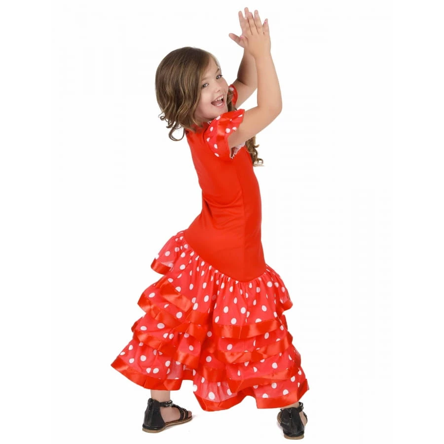 Robe Rouge Pois Blanc De Petite Danseuse Flamenco 5 Robe Rouge Pois Blanc De Petite Danseuse Flamenco – Image 3