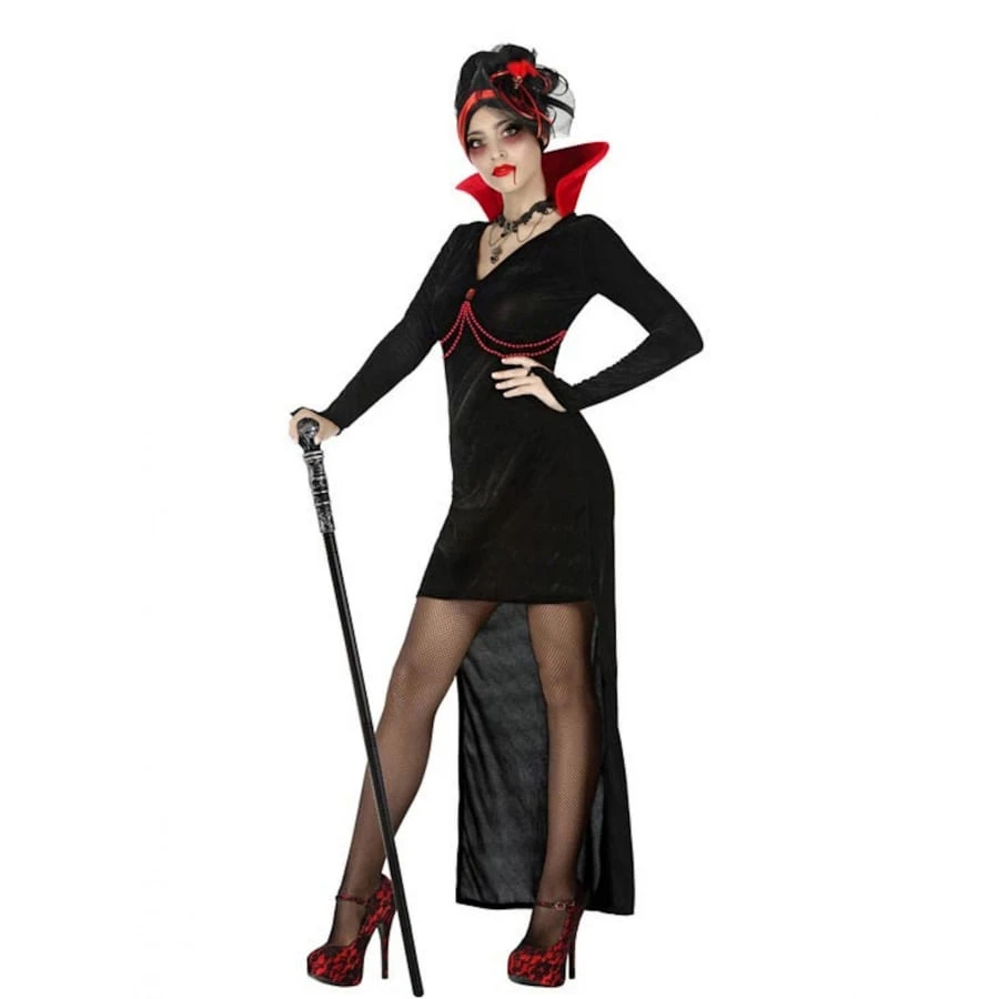 Robe Sexy De Vampire Noire Avec Traine Et Haut Col 3 Robe Sexy De Vampire Noire Avec Traine Et Haut Col