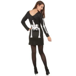 Robe Squelette Avec Manches Longues -Boutique De Carnaval D'Halloween Robe squelette avec manches longues 35532