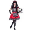 Robe Squelette Jour Des Morts Rouge Et Noir, Fille