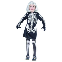 Robe Squelette Mi-longue Pour Fillette -Boutique De Carnaval D'Halloween Robe squelette mi longue pour fillette 16656
