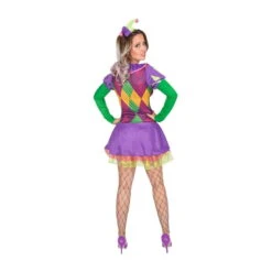 Robe Violette Arlequin Et Mini Chapeau -Boutique De Carnaval D'Halloween Robe violette arlequin et mini chapeau 35775