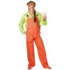 Salopette Orange Fluo 2 Salopette Orange Fluo -Boutique De Carnaval D'Halloween Salopette orange fluo
