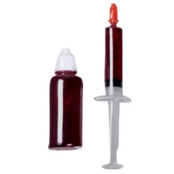 Tenue Rétro D'infirmière Zombie Pour Femme -Boutique De Carnaval D'Halloween Seringue de 5ml et flacon de 28ml de faux sang