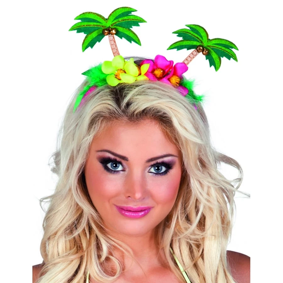 Serre-tête Avec Palmier Et Fleurs 3 Serre-tête Avec Palmier Et Fleurs