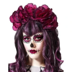 Serre-tête Lady Calavera De Fleurs Roses