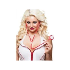Tenue Courte D'infirmière Blanche -Boutique De Carnaval D'Halloween Stethoscope rouge d infirmiere