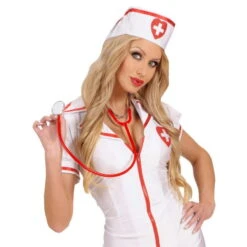 Tenue Noire D'infirmière Sexy Pour Femme -Boutique De Carnaval D'Halloween Stethoscope rouge en metal