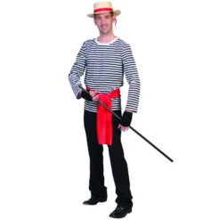 T-shirt Ligné Noir Et Blanc Pour Adulte -Boutique De Carnaval D'Halloween T shirt ligne noir et blanc pour adulte 68642