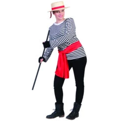 T-shirt Ligné Noir Et Blanc Pour Adulte -Boutique De Carnaval D'Halloween T shirt ligne noir et blanc pour adulte 68643