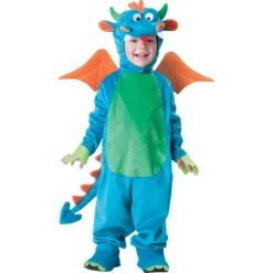 Tenue De Dragon Bleu Vert Pour Enfant