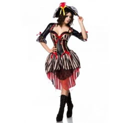Tenue De Femme Pirate Rouge Avec Corset