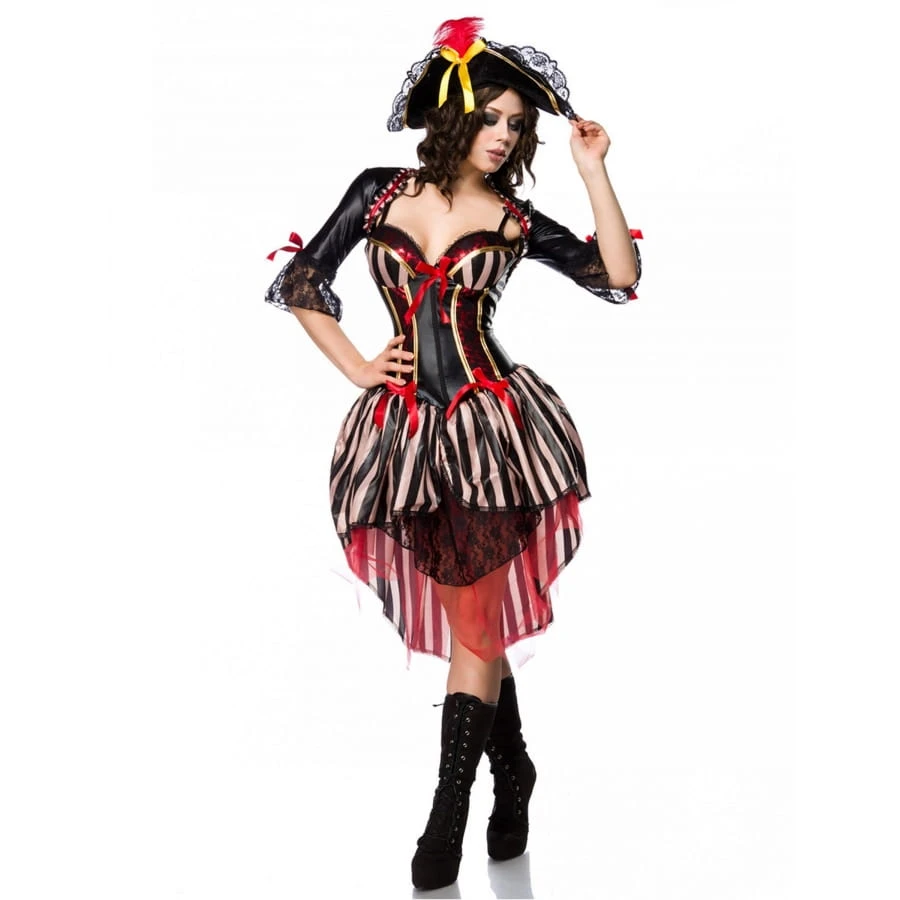 Tenue De Femme Pirate Rouge Avec Corset 3 Tenue De Femme Pirate Rouge Avec Corset