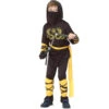 Tenue De Ninja Noir Motifs Jaunes Pour Garçon -Boutique De Carnaval D'Halloween Tenue de ninja noir motifs jaunes pour garcon