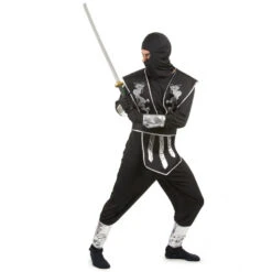 Tenue De Ninja Noire Et Argentée Pour Homme