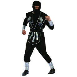 Tenue De Ninja Noire Et Argentée Pour Homme 11 Tenue De Ninja Noire Et Argentée Pour Homme -Boutique De Carnaval D'Halloween Tenue de ninja noire et argentee pour homme 27044