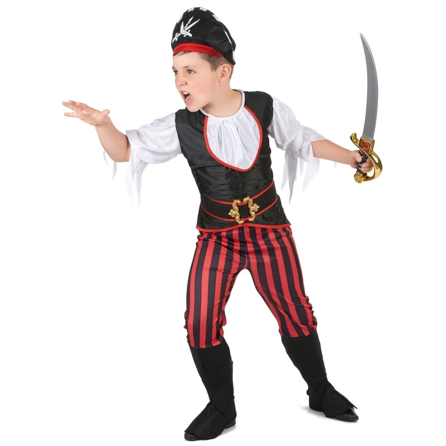 Tenue De Pirate Enfant Rayures Noires Et Rouges 5 Tenue De Pirate Enfant Rayures Noires Et Rouges – Image 3