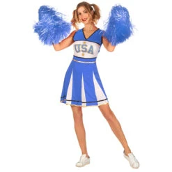 Tenue De Pompom Girl Bleue Et Blanche -Boutique De Carnaval D'Halloween Tenue de pompom girl bleue et blanche 69823