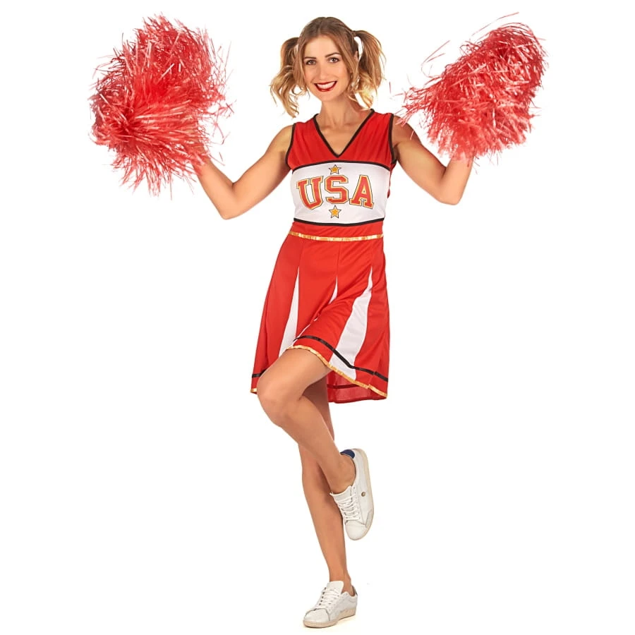 Tenue De Pompom Girl Rouge Et Blanche Pour Femme 4 Tenue De Pompom Girl Rouge Et Blanche Pour Femme – Image 2